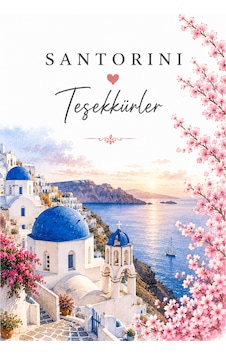 Papelia Santorini Temalı Thank You Kartı 8x5 Cm Sipariş Teşekkür Kartı Dikey Paket Içi Not Kartı - Mavi - 158 Papelia Santorini Temalı Thank You Kartı 8x5 Cm Sipariş Teşekkür Kartı Dikey Paket Içi Not Kartı - Mavi - 158