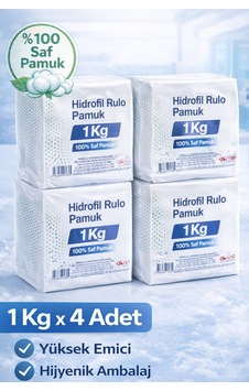 Hidrofil Rulo Pamuk 1 Kg X 4 Adet Saf Pamuk Yüksek Emici Medikal Ve Kozmetik Kullanım