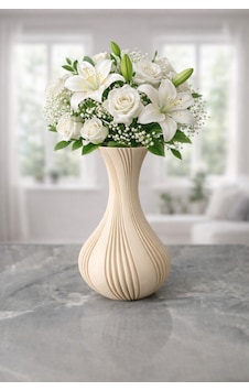 3d Tasarım Dekoratif Vazo 21 Cm Bej 3d Tasarım Dekoratif Vazo 21 Cm Bej