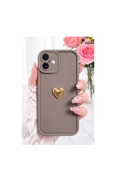Fibaks iPhone 16 Uyumlu Kılıf 3d Kalp Tasarımlı Kahverengi Desenli Yumuşak Kamera Korumalı Silikon Kapak Fibaks iPhone 16 Uyumlu Kılıf 3d Kalp Tasarımlı Kahverengi Desenli Yumuşak Kamera Korumalı Silikon Kapak
