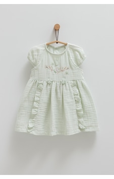 Kıpırık Baby Kız Bebek Müslin Elbise Yeşil Çiçek İşlemeli Eteği Fırfırlı-1282 Yeşil Kıpırık Baby Kız Bebek Müslin Elbise Yeşil Çiçek İşlemeli Eteği Fırfırlı-1282 Yeşil