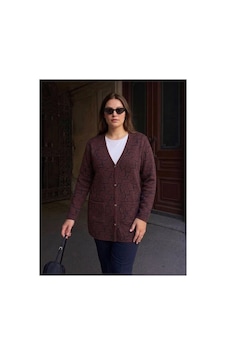 Onno Style Women Kalp Desenli Klasik Triko Düğmeli Ceket Bordo Onno Style Women Kalp Desenli Klasik Triko Düğmeli Ceket Bordo