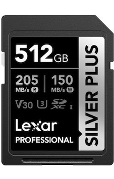 Lexar 512 GB Silver Plus SD UHSI V30 U3 205MB/S Hafıza Kartı Lexar 512 GB Silver Plus SD UHSI V30 U3 205MB/S Hafıza Kartı