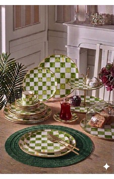 34 Parça Bella Chess Yeşil Yaldızlı 6 Kişilik Pasta Çay Servis İkram Takımı-6087 Çok Renkli 34 Parça Bella Chess Yeşil Yaldızlı 6 Kişilik Pasta Çay Servis İkram Takımı-6087 Çok Renkli