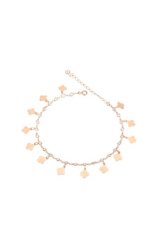 Brezza Lusso Jewelry Lazer Kesim Yonca Su Yolu Sallantılı Gümüş Kadın Ayak Halhal Rose