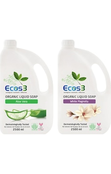 Ecos3 Organik Aloe Vera Sıvı Sabun 2500 ML + Beyaz Manolya Sıvı Sabun 2500 ML Ecos3 Organik Aloe Vera Sıvı Sabun 2500 ML + Beyaz Manolya Sıvı Sabun 2500 ML