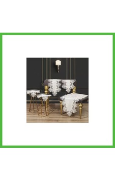 Vaveni 5 Parça Krem-gümüş Kayla Model Keten Dantelli Runner Seti Çeyizlik Salon Takımı Arz Vaveni 5 Parça Krem-gümüş Kayla Model Keten Dantelli Runner Seti Çeyizlik Salon Takımı Arz