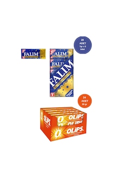Falım 7gr X 5 X 20 - Olips 28gr X 24 Avantajlı Damla Sakız Ve Limon&portakallı Şekerleme Paketi