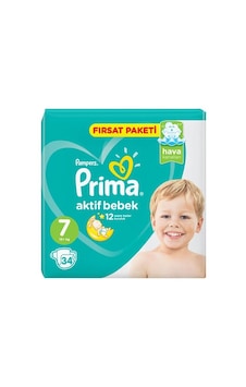 Prima Bebek Bezi Aktif Bebek 7 Beden 15+ KG Fırsat Paket 34 Adet