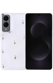 Samsung Uyumlu Galaxy S25 Edge Kılıf Airbag Tasarımlı Simli Şeffaf Zore Kutup Kapak Lale