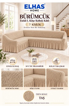 Bürümcük Kumaş 7 Kişilik Etekli L Köşe Koltuk Kılıfı Taş - 934823050 Taş Bürümcük Kumaş 7 Kişilik Etekli L Köşe Koltuk Kılıfı Taş - 934823050 Taş