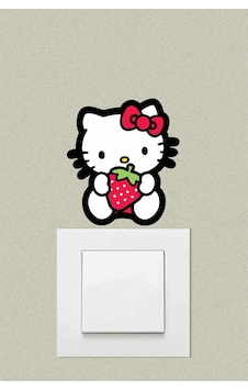 Sevimli Çilek Kafa Dekoratif Priz Sticker 10x8 Cm