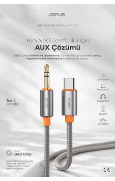 Jopus İphone Android Uyumlu - Type-c To 3.5mm Aux Kablo - Tak Çalıştır Aux Örgülü - 1 Metre - Ja-05 Jopus İphone Android Uyumlu - Type-c To 3.5mm Aux Kablo - Tak Çalıştır Aux Örgülü - 1 Metre - Ja-05