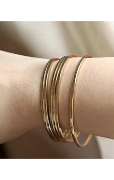 Minel Aksesuar Üçlü Gold Standart Ajda Bilezik Altın