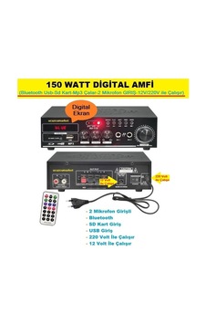 150 Watt Seslendirme Amfi Bluetooth Usb-sd Kart-mp3 Çalar-2 Mikrofon Gırış-12v/220v 150 Watt Seslendirme Amfi Bluetooth Usb-sd Kart-mp3 Çalar-2 Mikrofon Gırış-12v/220v