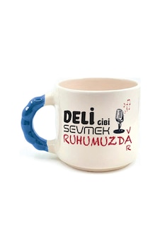 Deli Gibi Sevmek Ruhumuzda Var Baskılı Mavi Kulplu Boncuk Kupa Deli Gibi Sevmek Ruhumuzda Var Baskılı Mavi Kulplu Boncuk Kupa