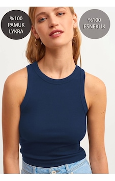 Mea Capio Kadın Lacivert Fitilli T-shirt Halter Yaka Örme Atlet Lacivert Mea Capio Kadın Lacivert Fitilli T-shirt Halter Yaka Örme Atlet Lacivert