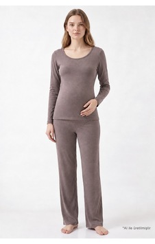 Cottonill Premium - Serene Collection Vizon Yüksek Bel Bol Paça Rib Dokulu Viskon Hamile Pijama Takımı Cottonill Premium - Serene Collection Vizon Yüksek Bel Bol Paça Rib Dokulu Viskon Hamile Pijama Takımı