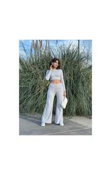 Luka Gri Uzun Kollu Crop Ve Bol Paça Pantolon Kaşkorse Kumaş Alt Üst Takım Gri - 786104316 Gri Luka Gri Uzun Kollu Crop Ve Bol Paça Pantolon Kaşkorse Kumaş Alt Üst Takım Gri - 786104316 Gri
