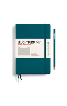 Leuchtturm1917 Not Defteri Orta Boy A5 , Sert Kapak, 251 Numaralandırılmış Sayfa, Kareli, Pasifik Yeşili Yeşil