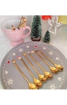 Krd Donut Tatlı Serisi 6 Lı Kaşık Krd-5161 Gold