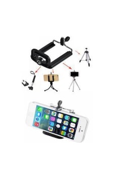 Ayarlı Tripod Bağlantılı Kamera Telefon Tutucu Ayarlı Aparat Tutucu Beyaz - 94770899