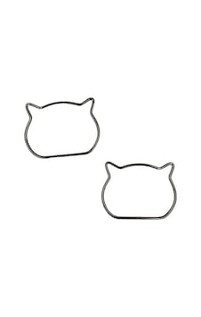 Kedi Şeklinde Metal Çanta Sapı Gümüş Renk Kedi Şeklinde Metal Çanta Sapı Gümüş Renk