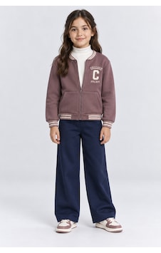 Ahengim Kız Çocuk Fermuarlı Kolej Ceket Cepli Nakış Detaylı Uzun Kollu Sweatshirt Ak26690 Lila Ahengim Kız Çocuk Fermuarlı Kolej Ceket Cepli Nakış Detaylı Uzun Kollu Sweatshirt Ak26690 Lila
