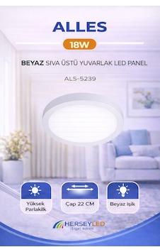 Alles 18w Beyaz Işık Beyaz Kasa Sıva Üstü Yuvarlak Led Panel Beyaz Işık Alles 18w Beyaz Işık Beyaz Kasa Sıva Üstü Yuvarlak Led Panel Beyaz Işık