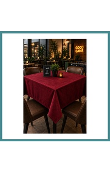 Trendexa Kahve Cafe Kıraathane Masa Örtüsü 140x140cm Bordo Renk Mac