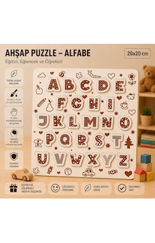 Ahşap Puzzle - Alfabe: Eğitici Ve Öğretici Okul Öncesi Harf Öğrenme Seti 20x20 Cm Ahşap Puzzle - Alfabe: Eğitici Ve Öğretici Okul Öncesi Harf Öğrenme Seti 20x20 Cm