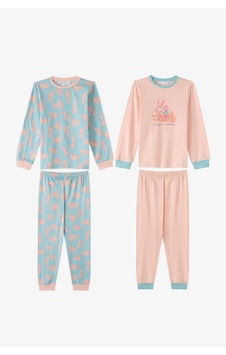Penti Kız Çocuk Mint Bunny Ride Pamuklu Uzun Kollu 2li Pijama Takımı
