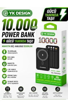 Yk Desıgn Pb-5068 10.000 Mah 22.5w Magsafe Powerbank Siyah Yk Desıgn Pb-5068 10.000 Mah 22.5w Magsafe Powerbank Siyah