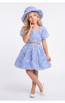 Mnk Baby & Kids Rosemu Kız Çocuk Şapkalı Takım M00819 mavi Mnk Baby & Kids Rosemu Kız Çocuk Şapkalı Takım M00819 mavi