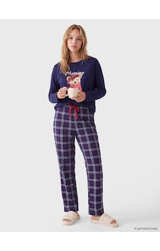 LC Waikiki Lcw Dream Lacivert Bisiklet Yaka Kadın Pijama Takım LC Waikiki Lcw Dream Lacivert Bisiklet Yaka Kadın Pijama Takım