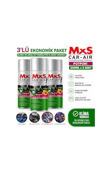 Mxs Car-air 3'lü Potpori Klima Bombası 200 Ml X3 Araç İçi Koku Giderici Ve Klima Temizleyici Mxs Car-air 3'lü Potpori Klima Bombası 200 Ml X3 Araç İçi Koku Giderici Ve Klima Temizleyici