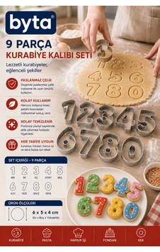 9'lu Rakam Kurabiye Kalıbı Seti Paslanmaz Çelik Kurabiye Ve Şeker Hamuru Kalıbı Diğer 9'lu Rakam Kurabiye Kalıbı Seti Paslanmaz Çelik Kurabiye Ve Şeker Hamuru Kalıbı Diğer