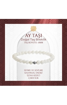 Saff Doğaltaş Ay Taşı 6 MM Doğal Taş Bileklik Çok Renkli