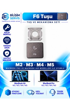 Apple Uyumlu Macbook Air & Pro M2 - M3 - M4 - M5 Yedek Klavye Tuşu Ve Mekanizması / F6 Tuşu Apple Uyumlu Macbook Air & Pro M2 - M3 - M4 - M5 Yedek Klavye Tuşu Ve Mekanizması / F6 Tuşu