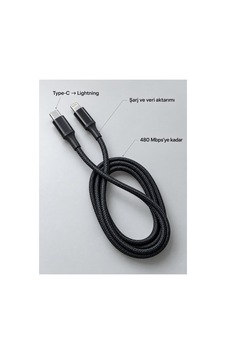 Uzun Ve Dayanıklı Type C Lightning Pd Hızlı Şarj Kablosu Siyah Uzun Ve Dayanıklı Type C Lightning Pd Hızlı Şarj Kablosu Siyah