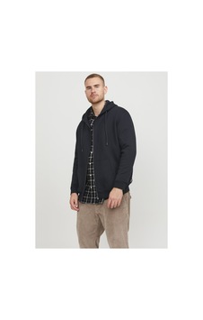 Jack & Jones Plus Büyük Beden Kapüşonlu Üst Reißverschluss Black Jack & Jones Plus Büyük Beden Kapüşonlu Üst Reißverschluss Black