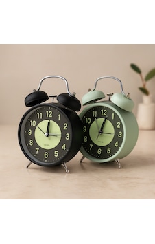 Twin Bell Metal Masa Çalar Saat 11 Cm Pilli, Işıklı, Fosforlu Beyaz - Çok Renkli Twin Bell Metal Masa Çalar Saat 11 Cm Pilli, Işıklı, Fosforlu Beyaz - Çok Renkli