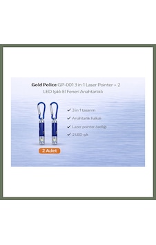 Bezos Gold Gp-001 3 İn 1 Lazer + 2 Led Işıklı El Feneri Anahtarlıklı 2 Adet Bezos1 Çok Renkli