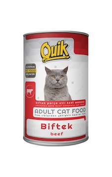 Quik Biftekli Konserve Yetişkin Kedi Maması 415 G Quik Biftekli Konserve Yetişkin Kedi Maması 415 G