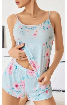 Urfakent Kadın Bebek Mavisi Çiçek Desenli Askılı Şortlu Pijama Takım 5011 Bebe Mavisi Urfakent Kadın Bebek Mavisi Çiçek Desenli Askılı Şortlu Pijama Takım 5011 Bebe Mavisi