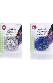 Magic Locks Yuvarlak Akıllı Ayakkabı Bağcık 2'li Set Beyaz-Mavi Magic Locks Yuvarlak Akıllı Ayakkabı Bağcık 2'li Set Beyaz-Mavi