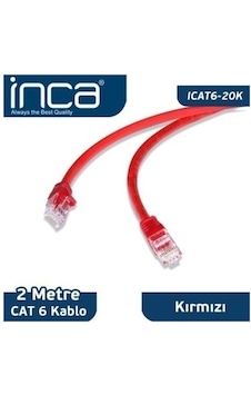 Inca Cat6 2 Metre Kırmızı Patch Kablo Inca Cat6 2 Metre Kırmızı Patch Kablo