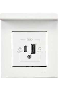 Eqona Pratik Telefon Tutucu 2 Çıkışlı Usb Şarj Prizi, 20w, Type A + Type C, Beyaz Eqona Pratik Telefon Tutucu 2 Çıkışlı Usb Şarj Prizi, 20w, Type A + Type C, Beyaz