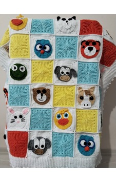 Namigurumi Hayvan Figürlü Bebek Battaniyesi Çok Renkli