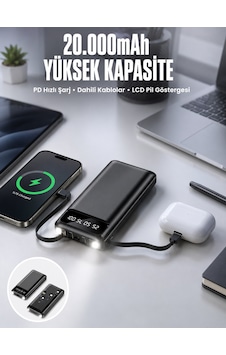 20 000 Mah Dijital Göstergeli Lcd Ekran Uzun Pil Ömrü Yeni Nesil 20000mah Powerbank Siyah 20 000 Mah Dijital Göstergeli Lcd Ekran Uzun Pil Ömrü Yeni Nesil 20000mah Powerbank Siyah